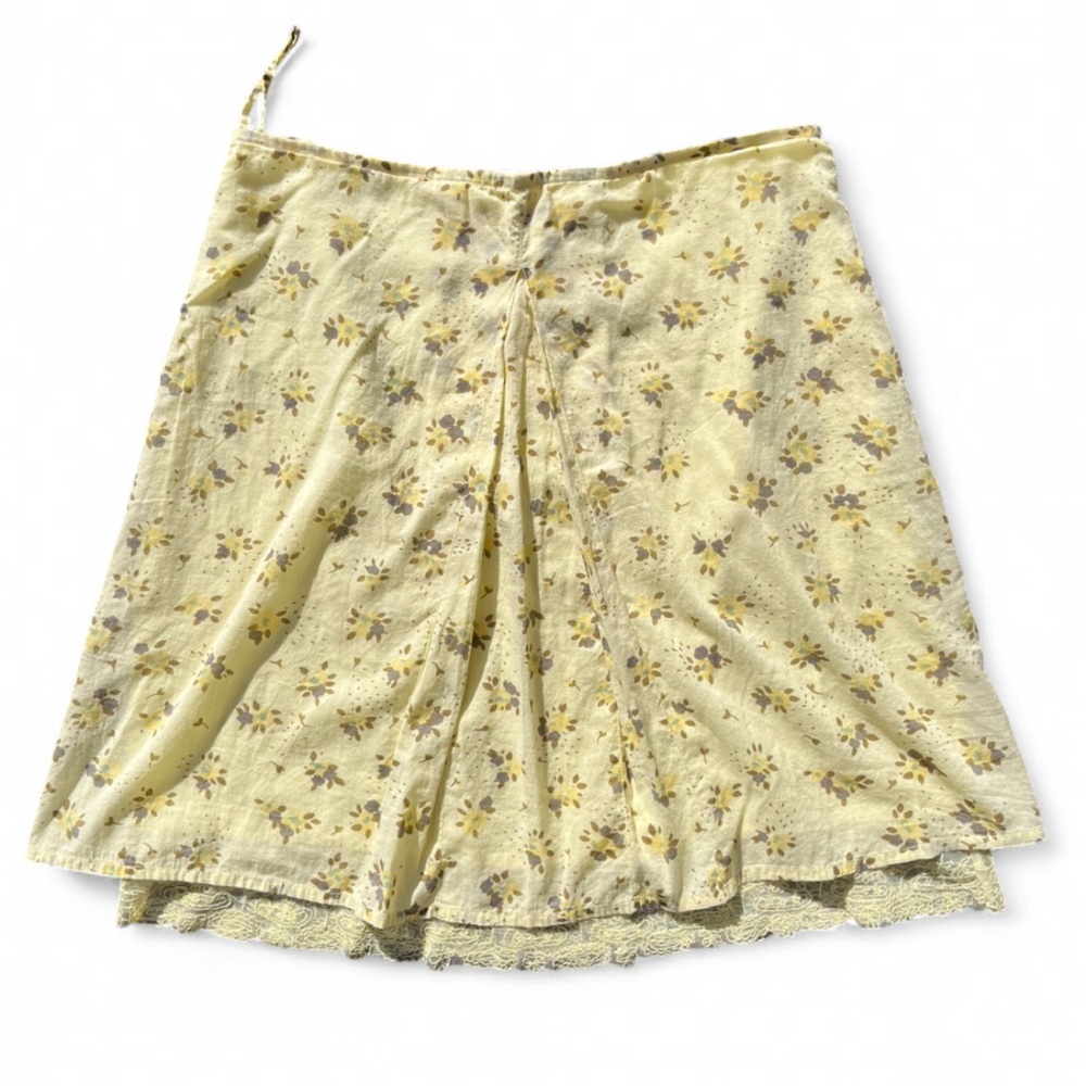 Odille Vintage Cottagecore Floral Feminine Lace Yellow Skirt Lined 6